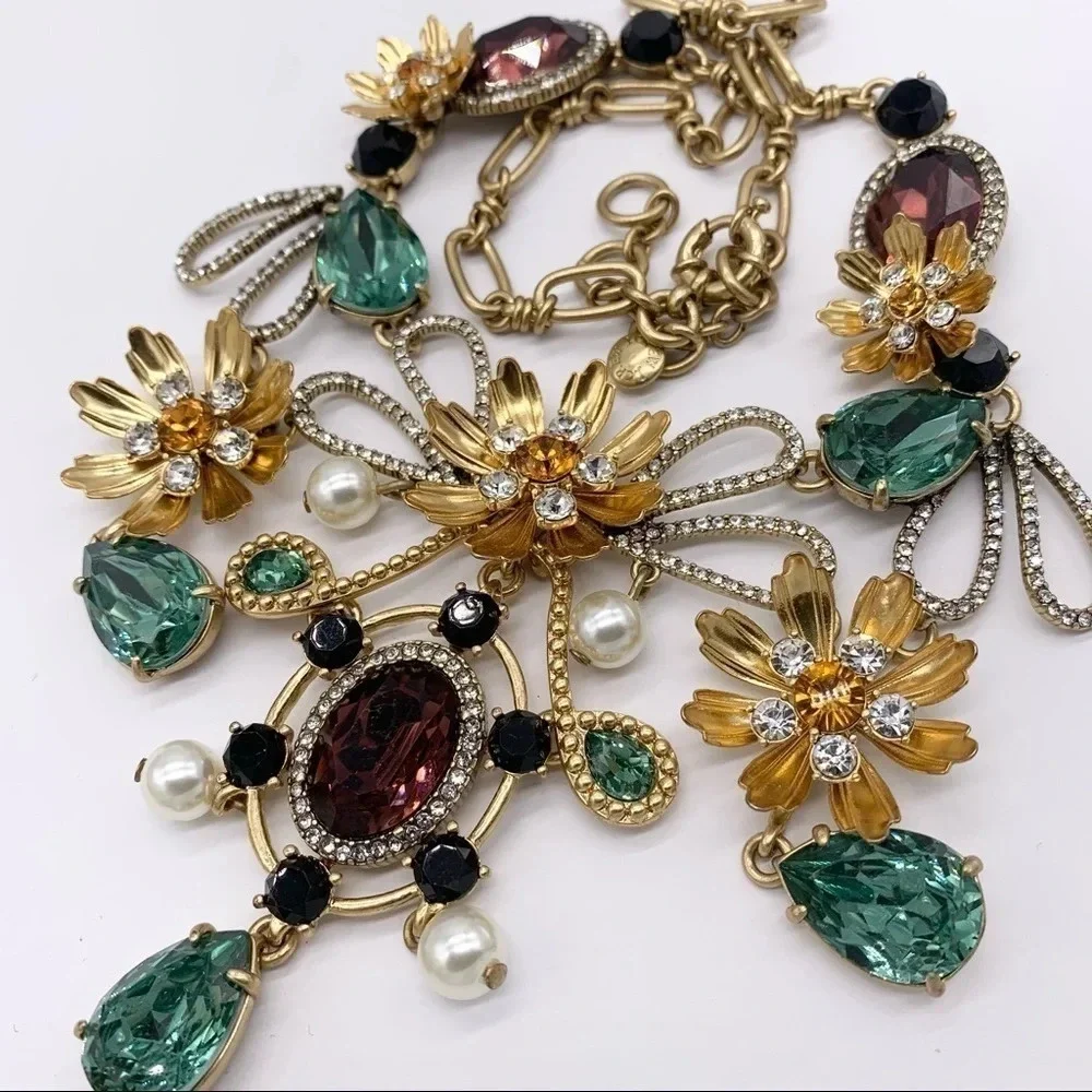 J. Crew Alhambra Baroque Floral Jeweled Necklace